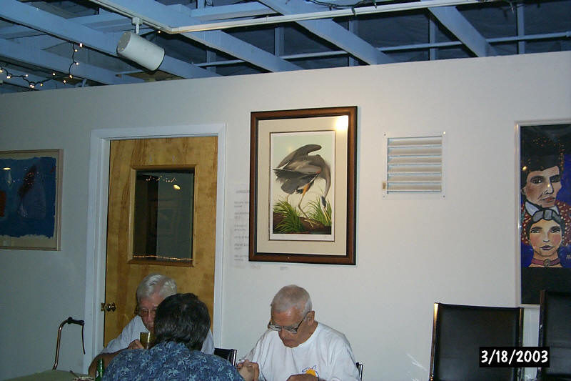 Diners under the heron print, 18 March 2003