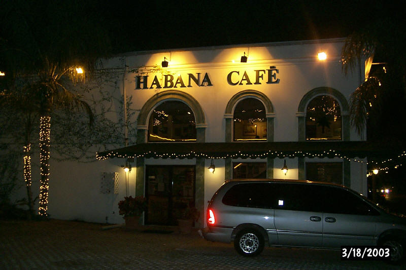 Habana Café lit up at night, 18 March 2003